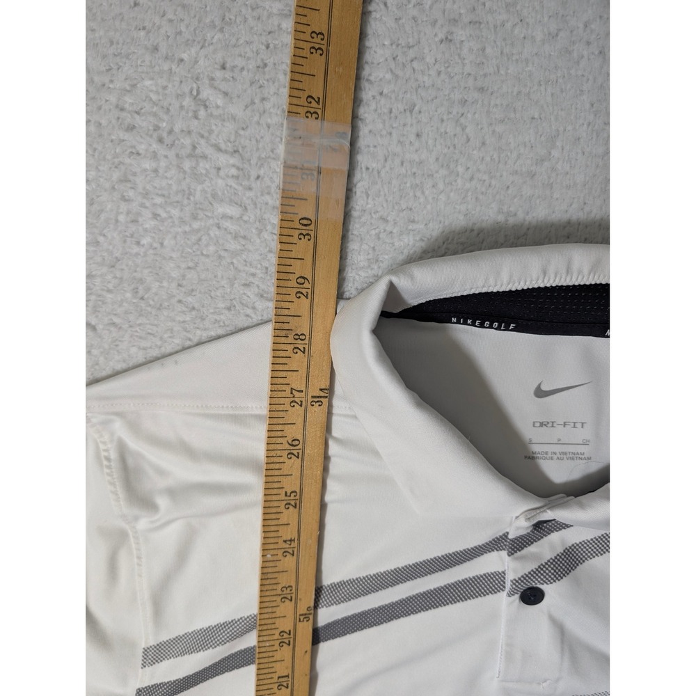 Nike Polo Mens S White Diagonal Stripe Dri-FIT Stretch DH0791-100 Spandex Vented - Picture 7 of 9